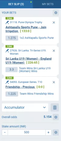 slip bet 1xbet india